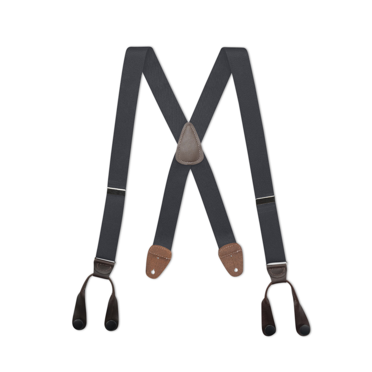 Men’s X Style Button On Suspenders in 1 1/4″ with Leather, USA Made