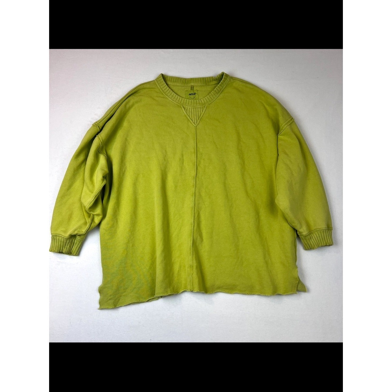 Aerie Oversized Lime GreenPullover Staying Kind Feeling Cool Crewneck L