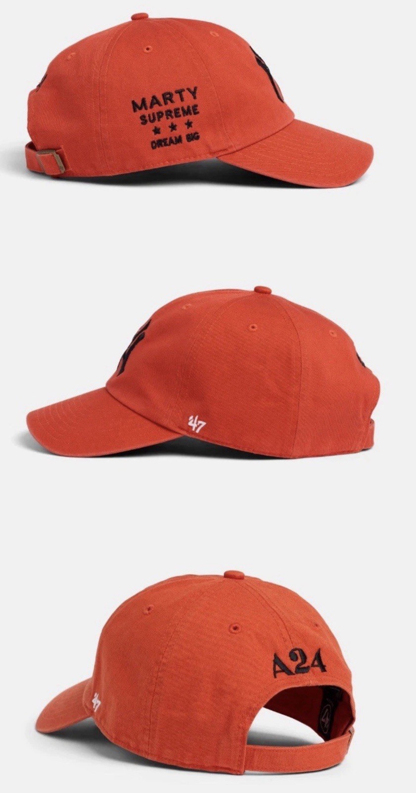 A24 Marty Supreme x ‘47 Yankees Embroidered Orange Hat Dream Big SEALED