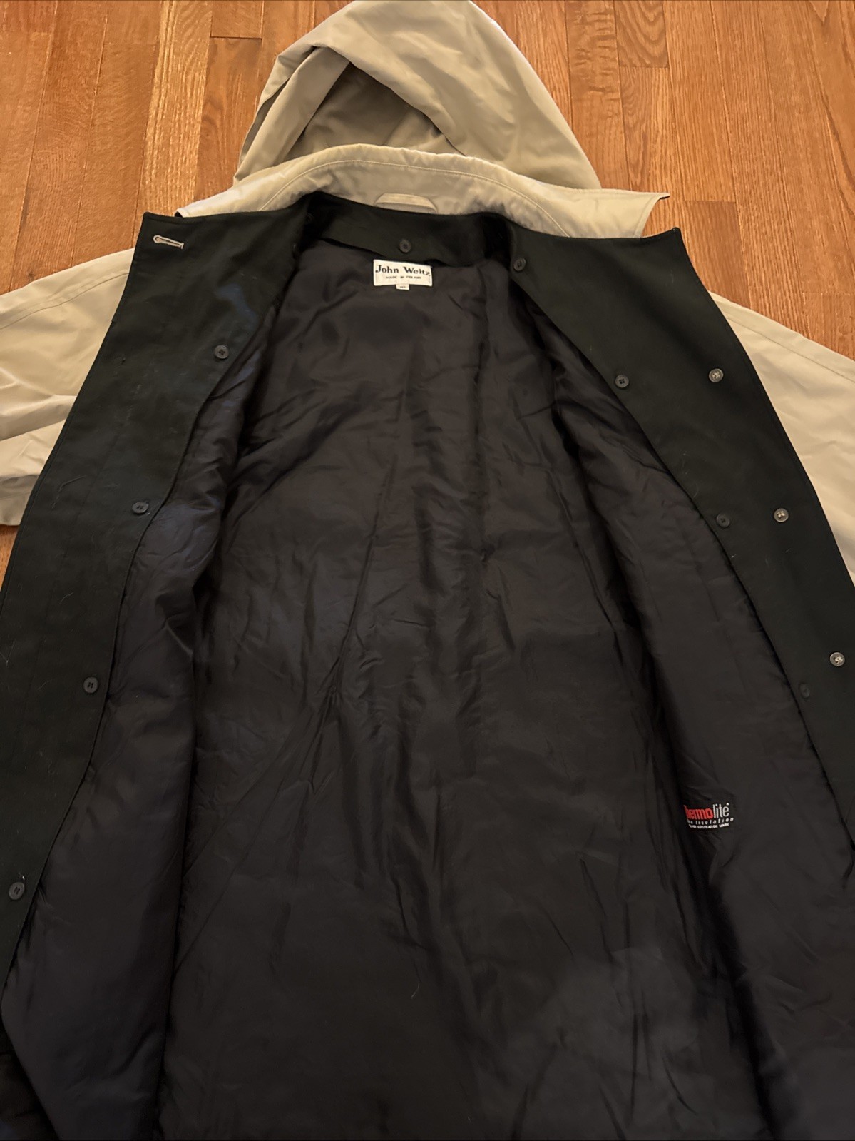 John Weitz Black Trench Thin Insulate Size 18 Petite Made in Poland