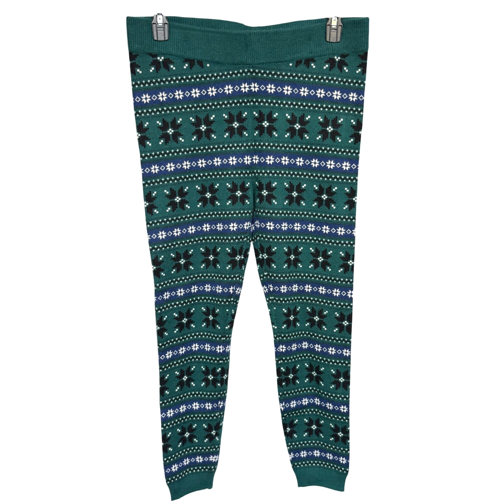 Torrid Green Fair Isle Knit Leggings Rayon/Polyester/Nylon Blend Womens Sz 1/XL