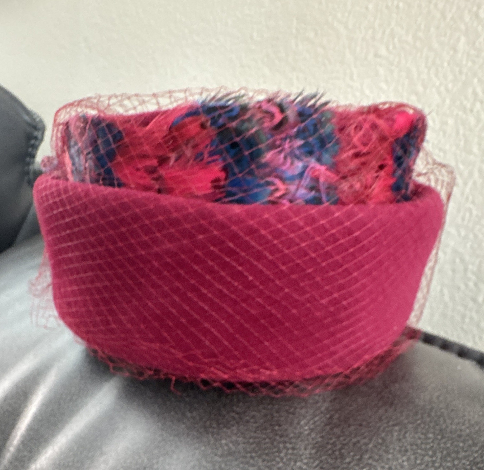 Pink & Blue Mesh Fascinator Headpiece, Solid One Size for Party/Cocktail