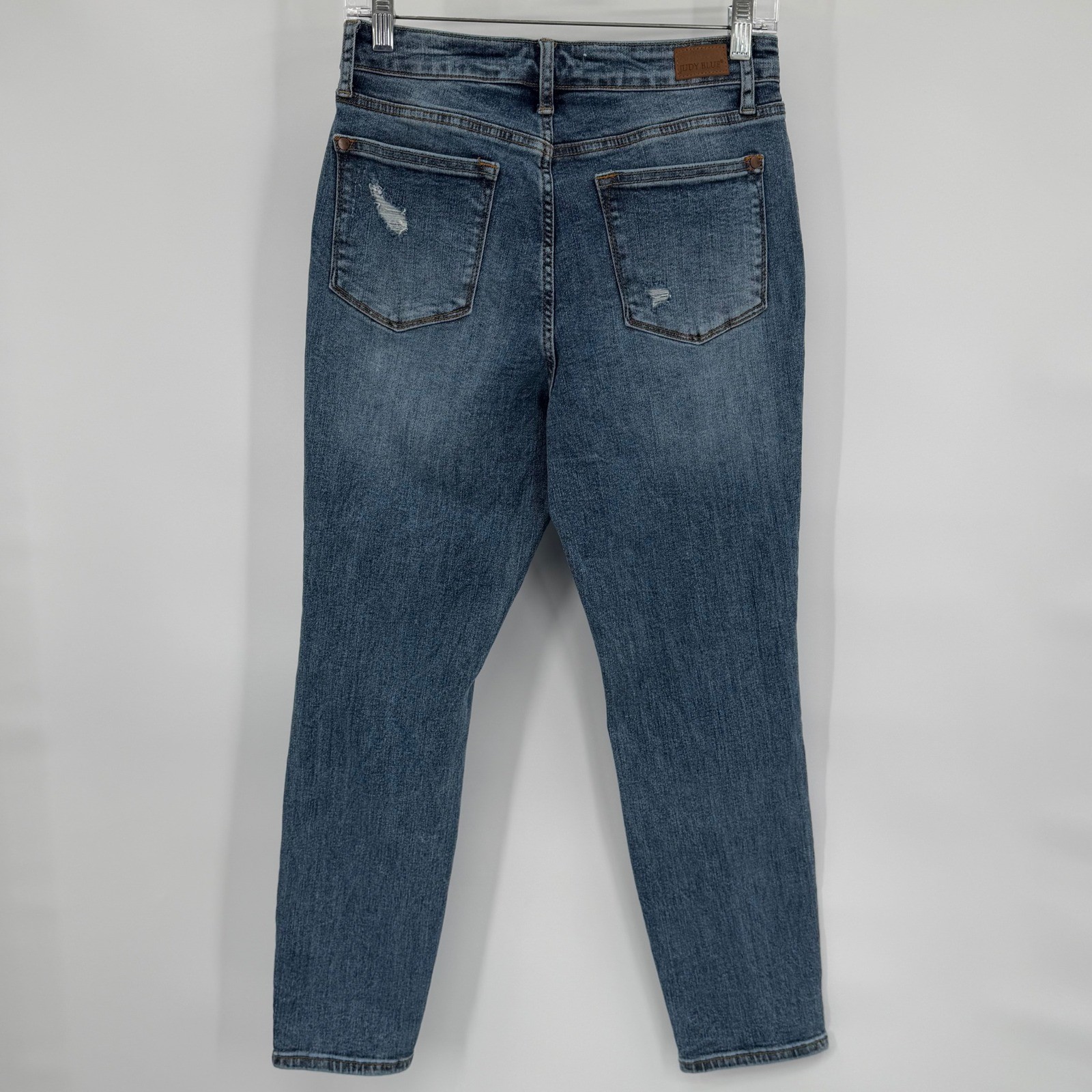 Judy Blue Distressed Slim Fit Medium Wash Denim Jeans Size 7/28 Blue Tapered Leg