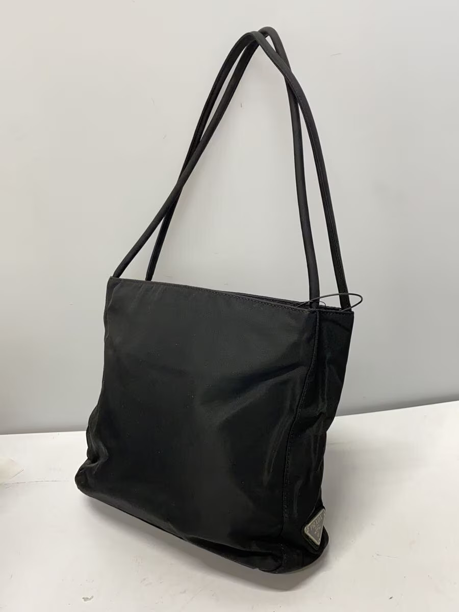 PRADA Tote Bag Nylon Black Tessuto Triangle Logo Plate