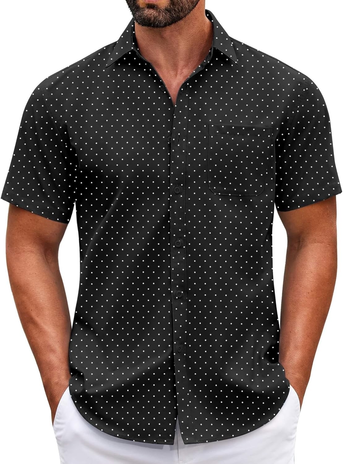Mens Short Sleeve Casual Button Down Shirts Summer Untucked Dress Shirts