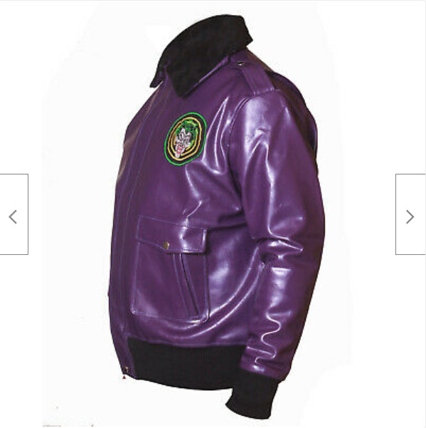 Batman Henchmen Joker Goon Purple Bomber Jacket with Fur Collar