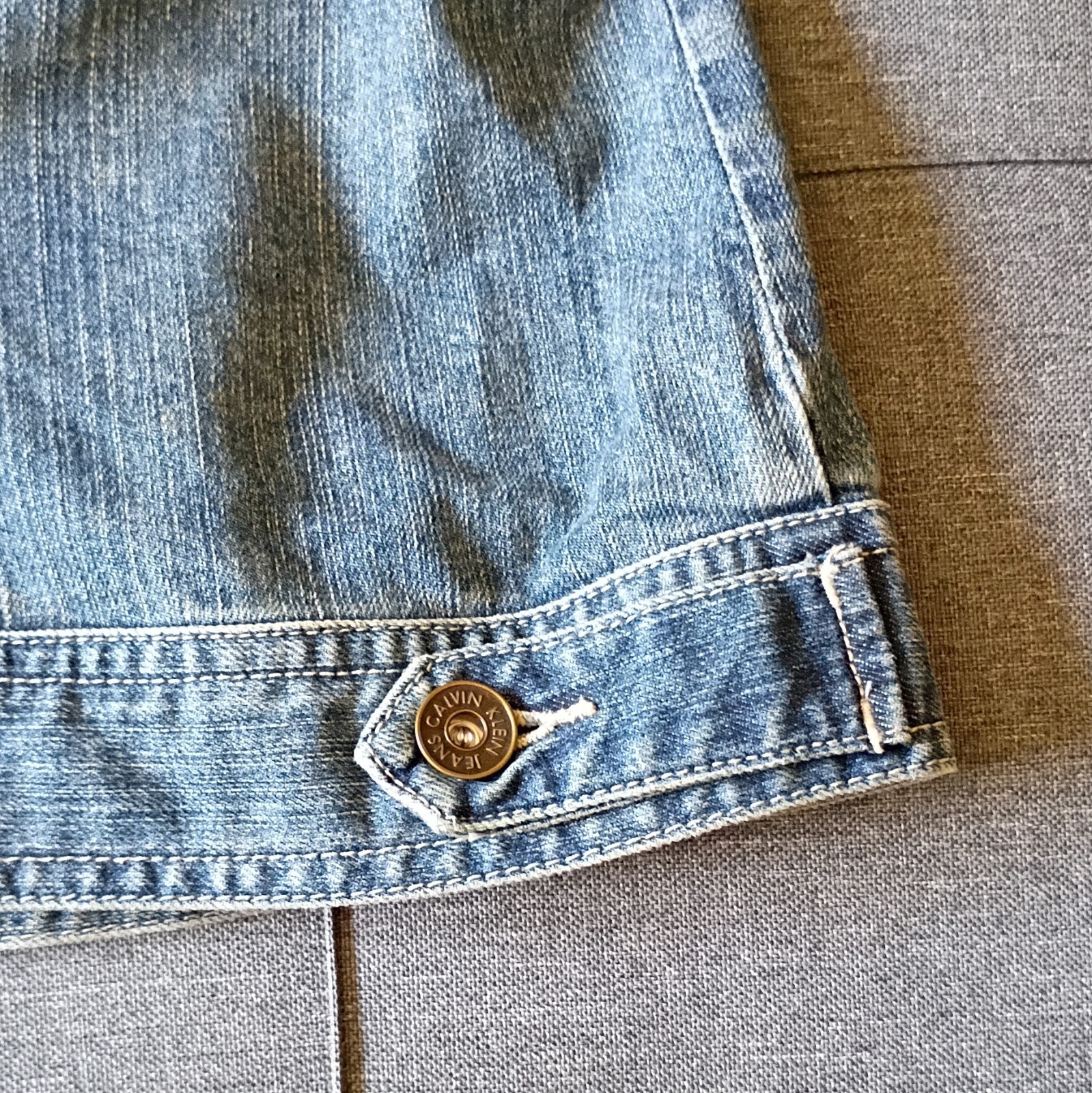 Calvin Klein Jeans Women’s Blue Embroidered Button Jacket Collared Pockets 3XL
