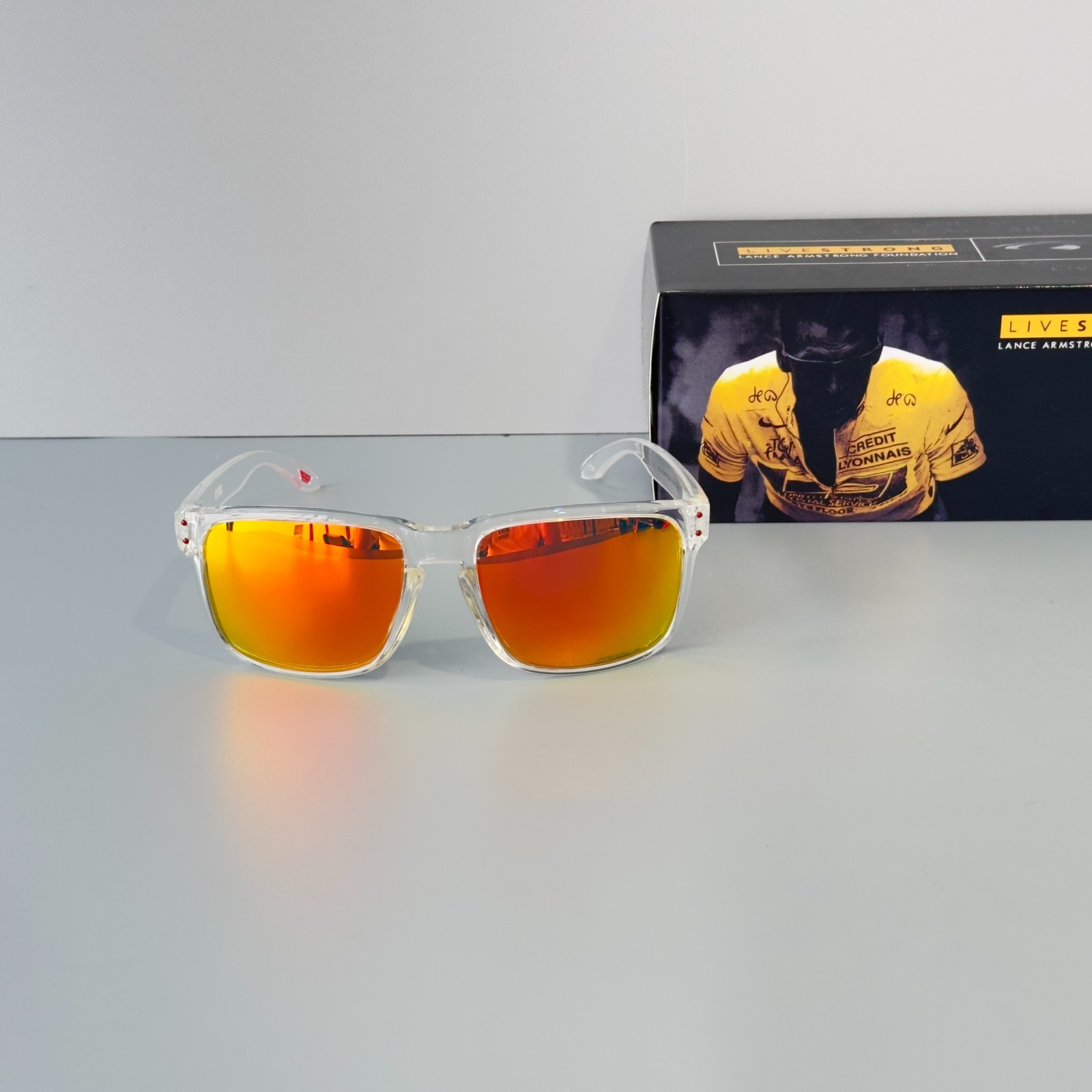 Oakley Holbrook XXL OO9487 Sunglasses Crystal Clear Frame Red Lenses Unisex