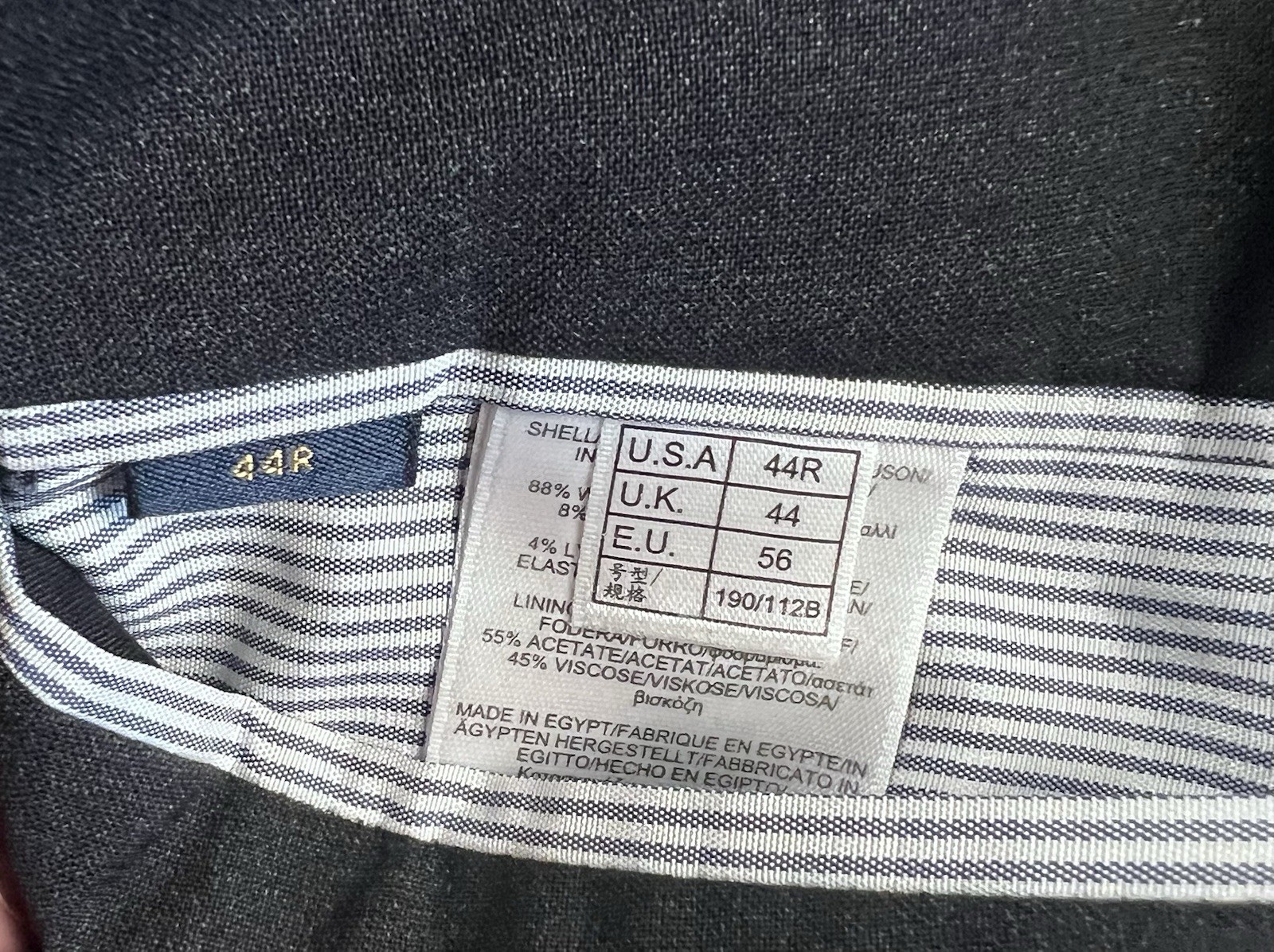 Brooks Brothers Suit Men’s 44R Charcoal Explorer Regent Fit Wool Blend 37×32
