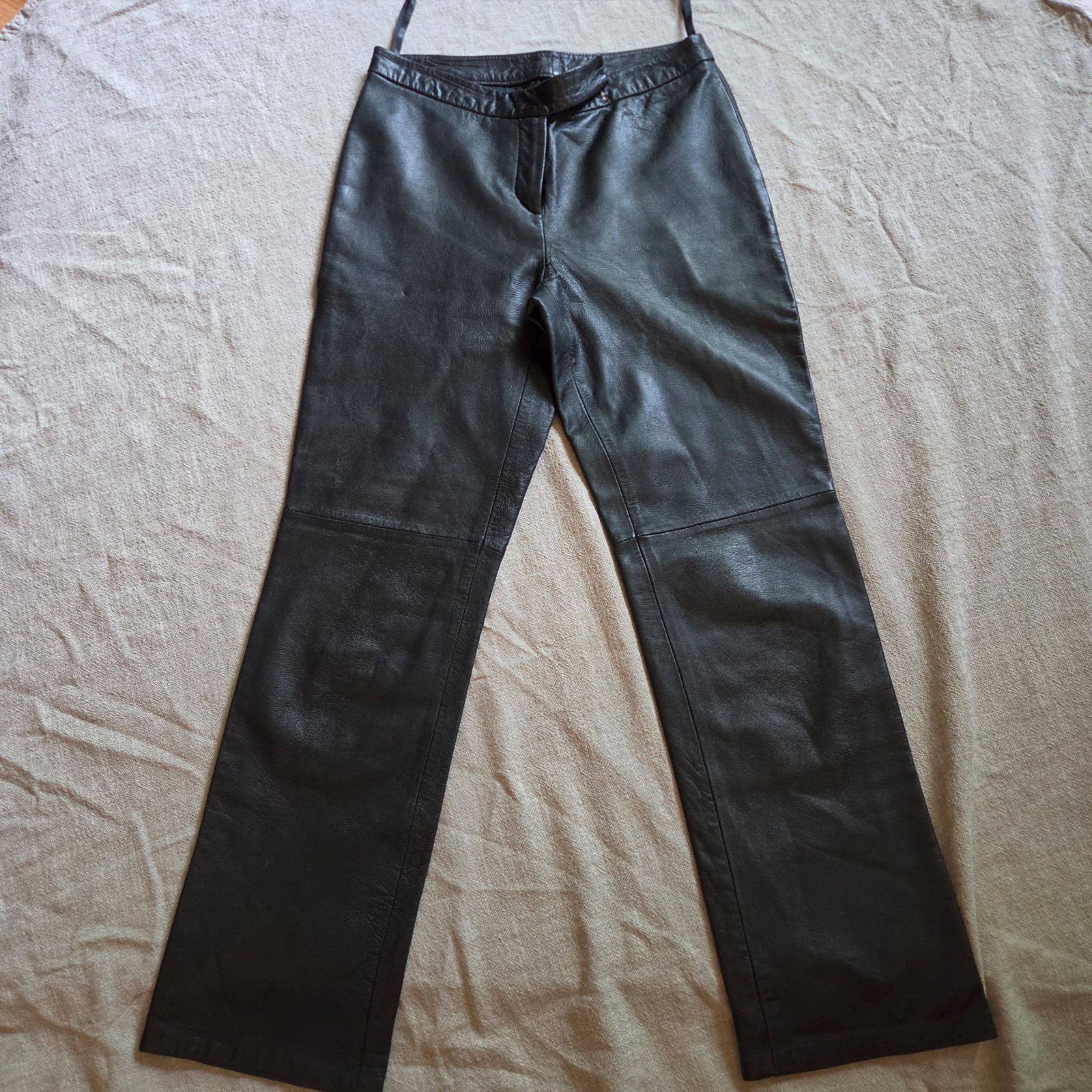 Vintage Y2K I.N.C. Straight Leg Black 100% Leather lining Pants Womens Size 4