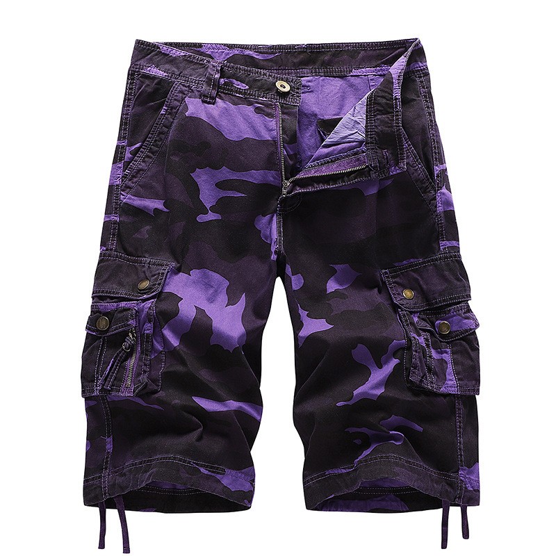 New Mens Cotton Cargo Shorts Flat Front Pockets Washed Lounge – 29-42
