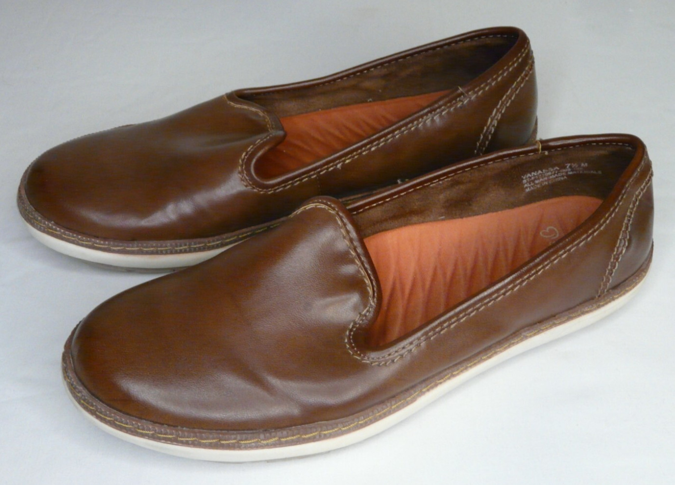 BareTraps Vanassa Saddle Brown Slip On Loafers Comfort Shoes Womens Size 7.5 M