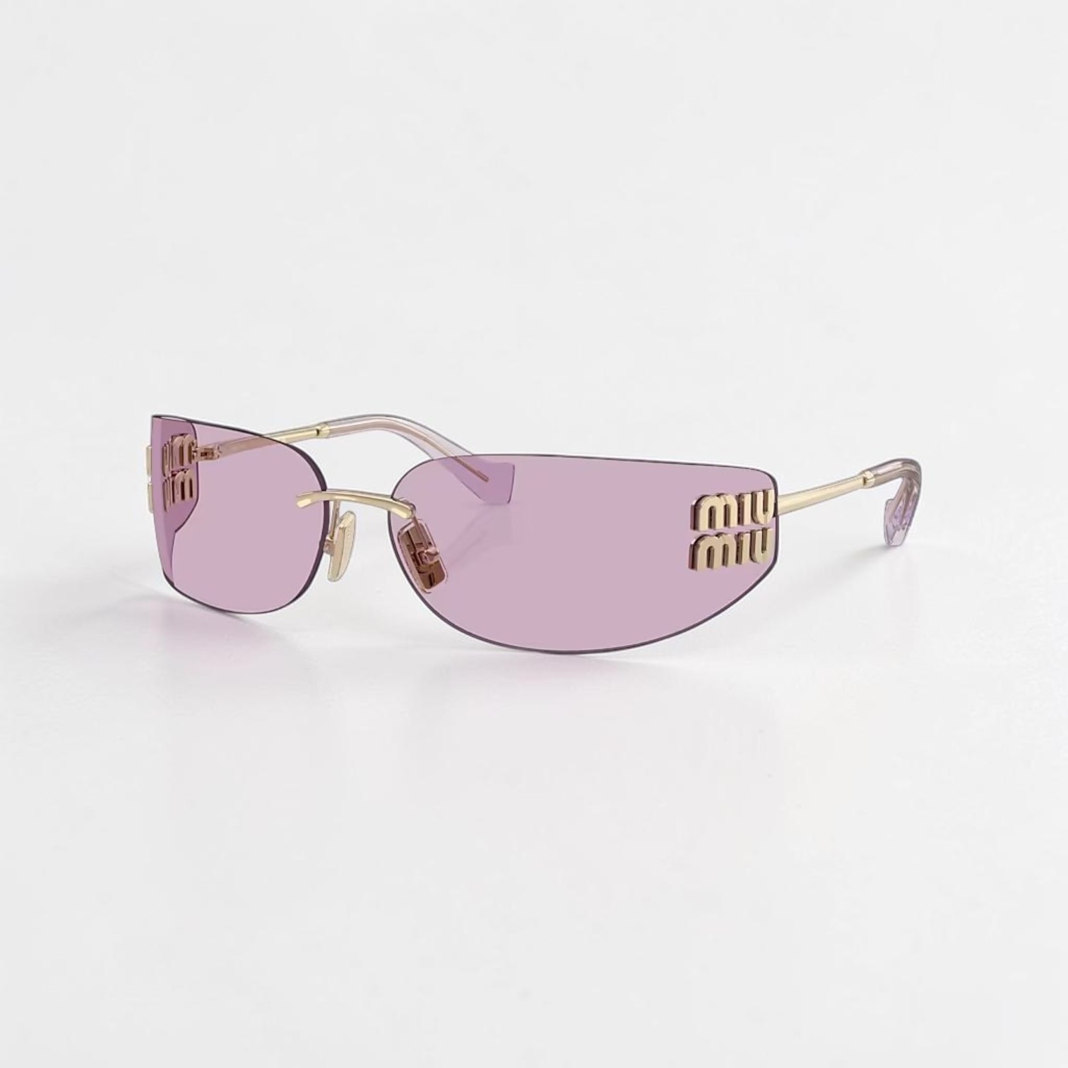 MIU MIU MU A51S ZVN90O Pale Gold Pink Women Wrap Sunglasses