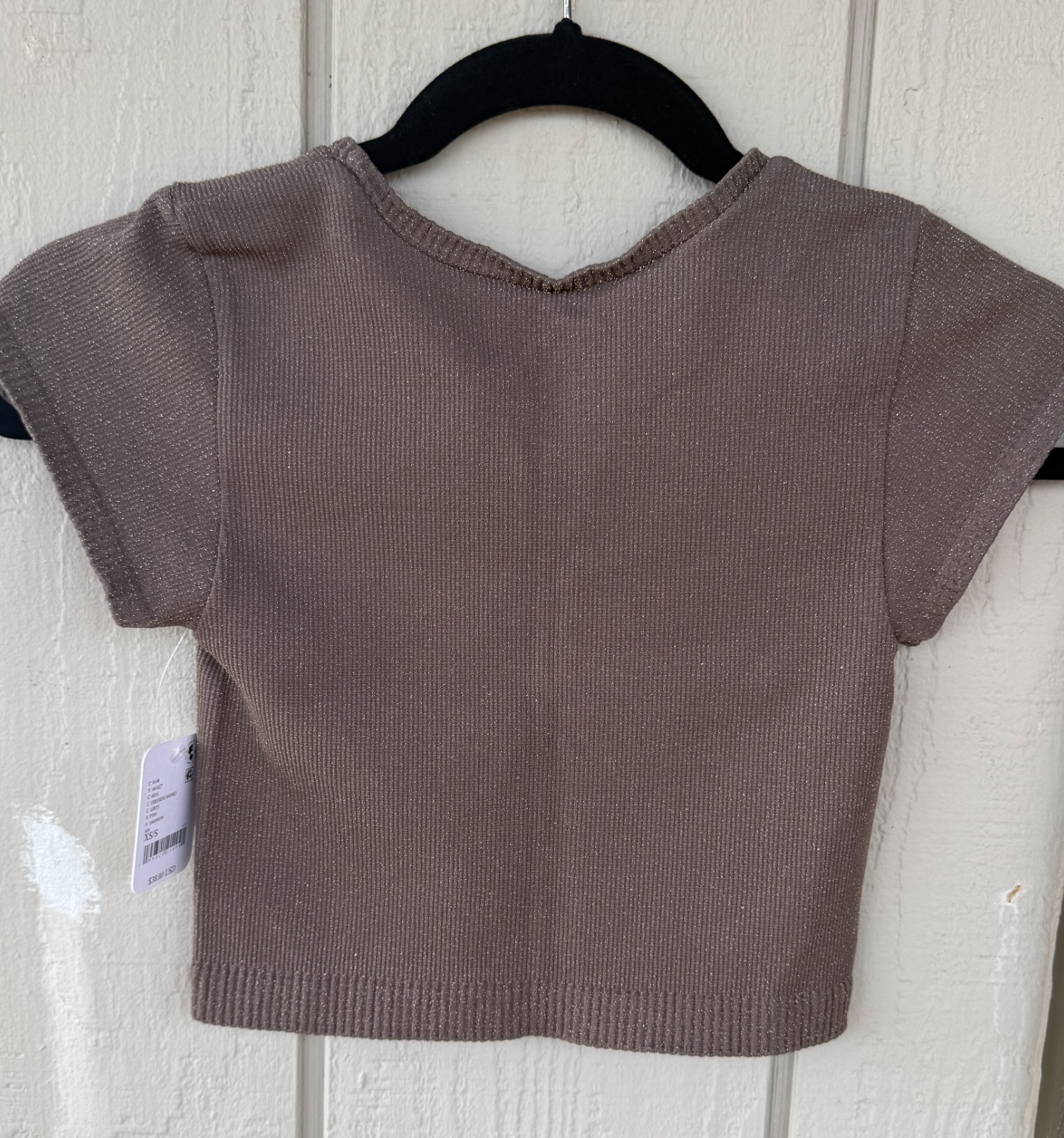 NWT Free People Intimately Midnight Glow Lurex Crop XS/S Grey Glitter ORIG $38