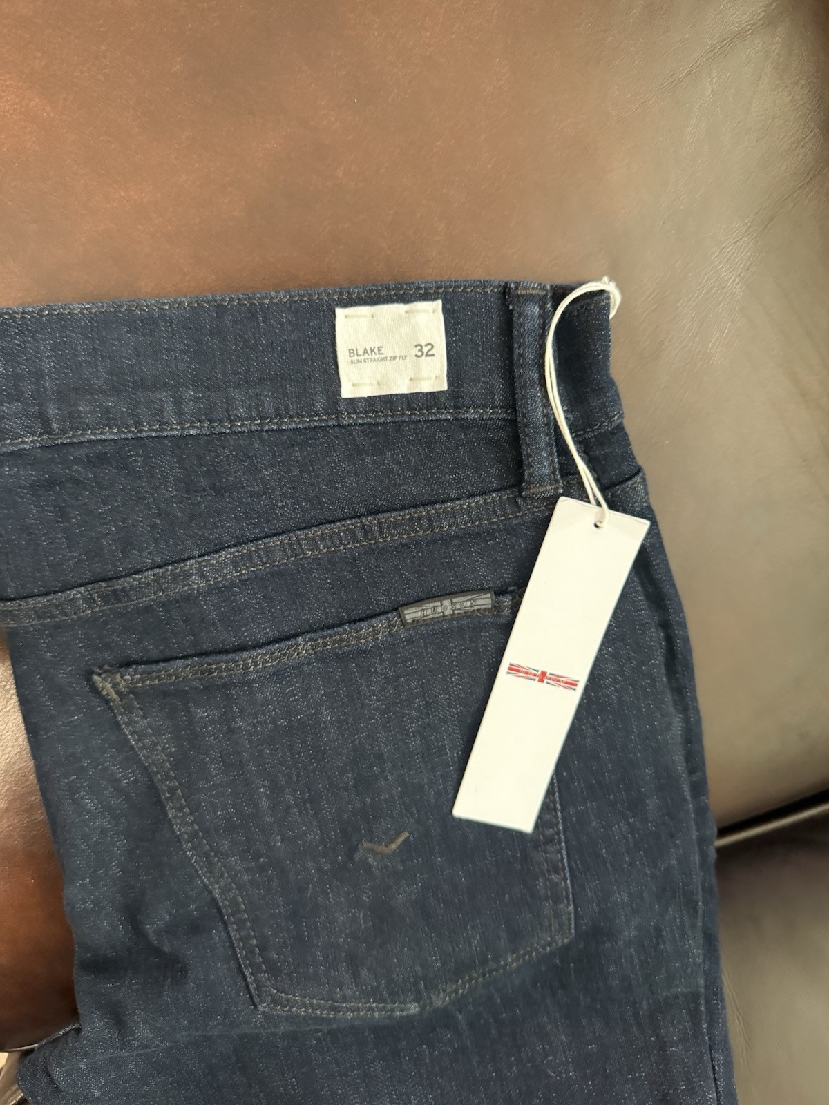 Hudson Men Blake Slim Straight Jeans Size 32 Dark Blue Denim