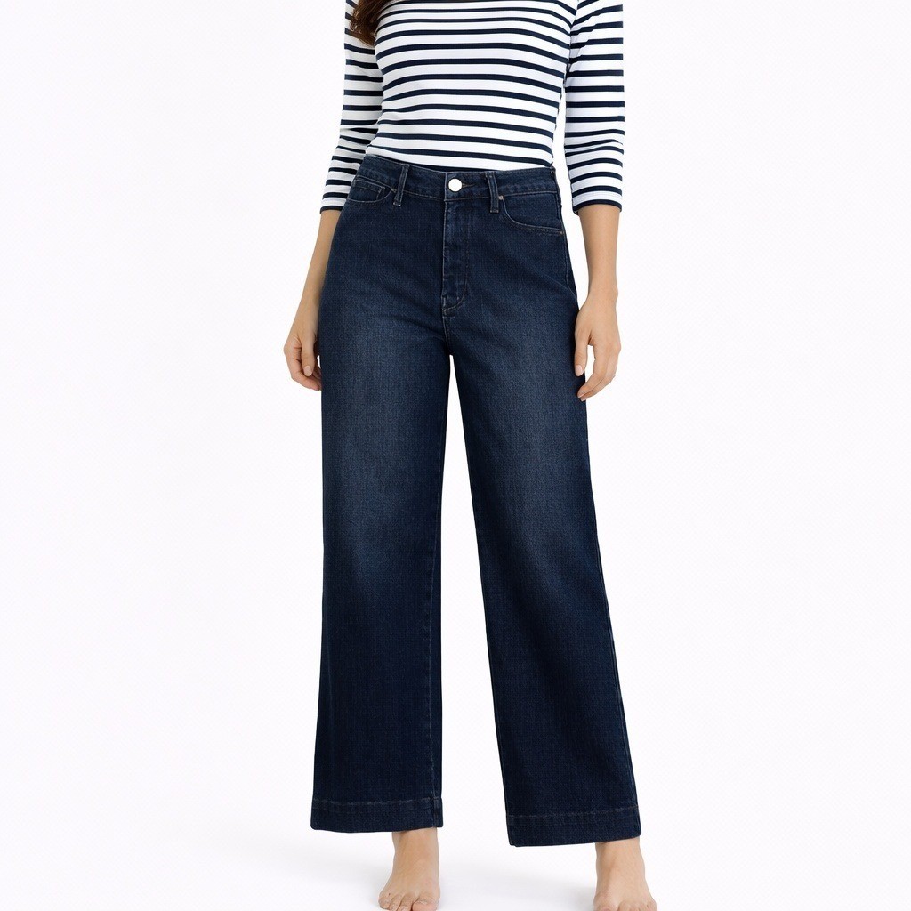 Pilcro The Skipper High-Rise Wide Leg Jeans Darkish Indigo Wash Size 27