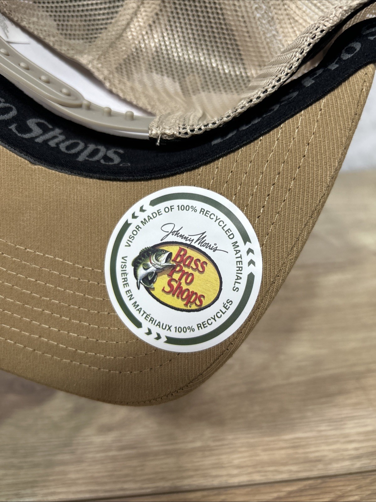 Bass Pro Shops Fishing Rod Flag Mesh-Back Snapback Cap Brown New Hat