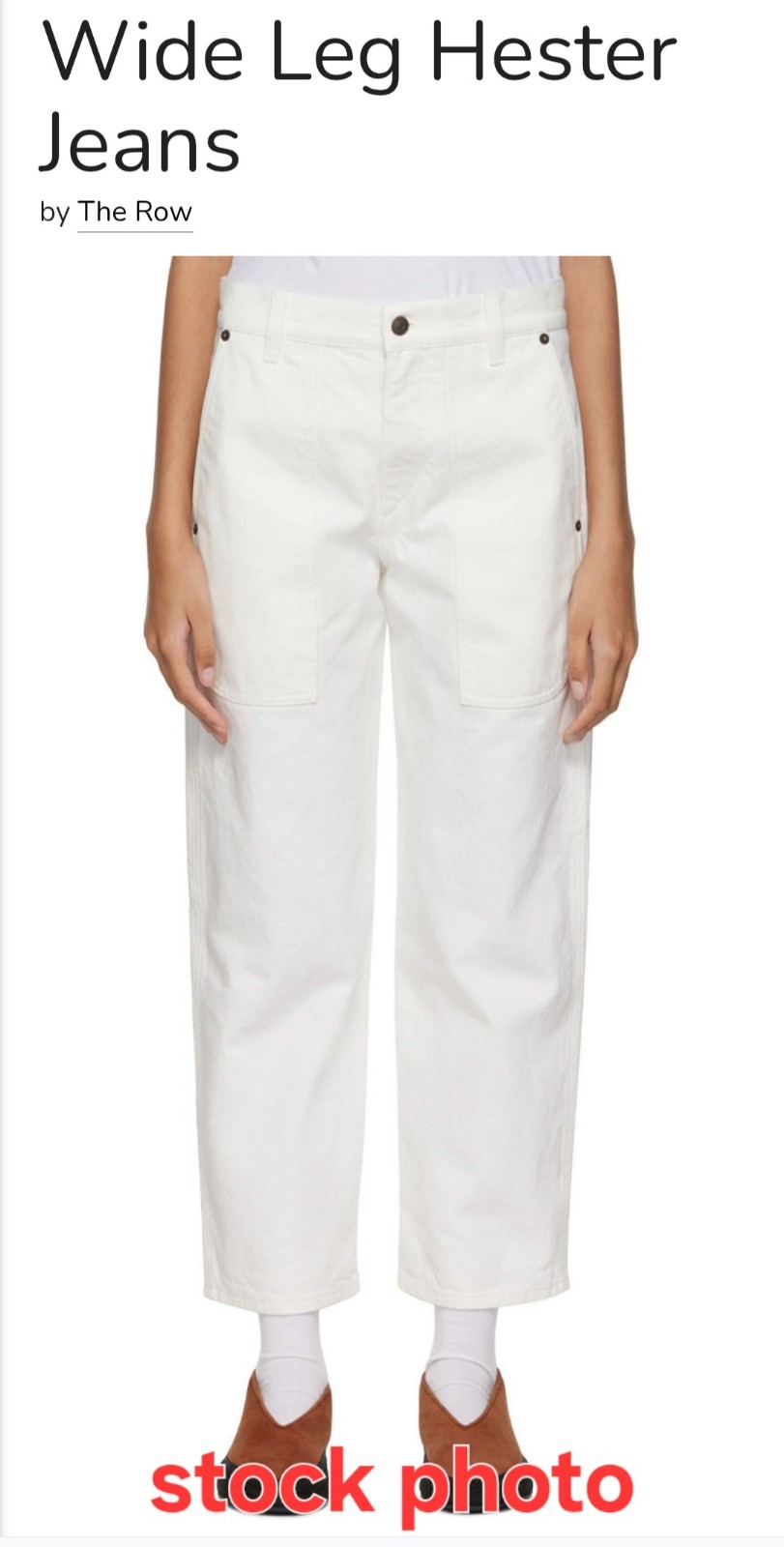 The Row Hester Wide Leg Cropped Jeans, Size 4, White