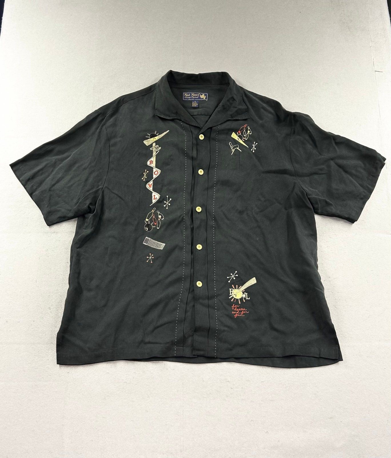 Nat Nast Luxury Originals Black Button Up Bowl Shirt Limited Edition #75 XL