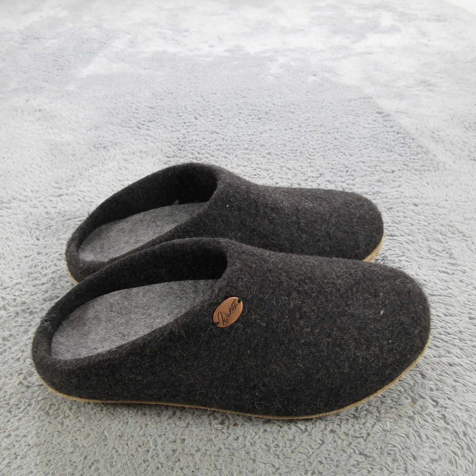 Woolfit Slippers Womens Size 8 Gray Wool Felt Clog Slip On House Shoes Comfort