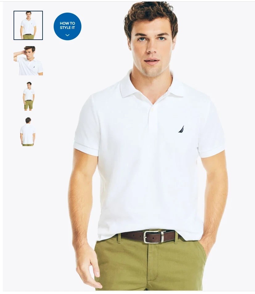 Nautica Slim Fit Deck Polo KR7211 Size Medium White