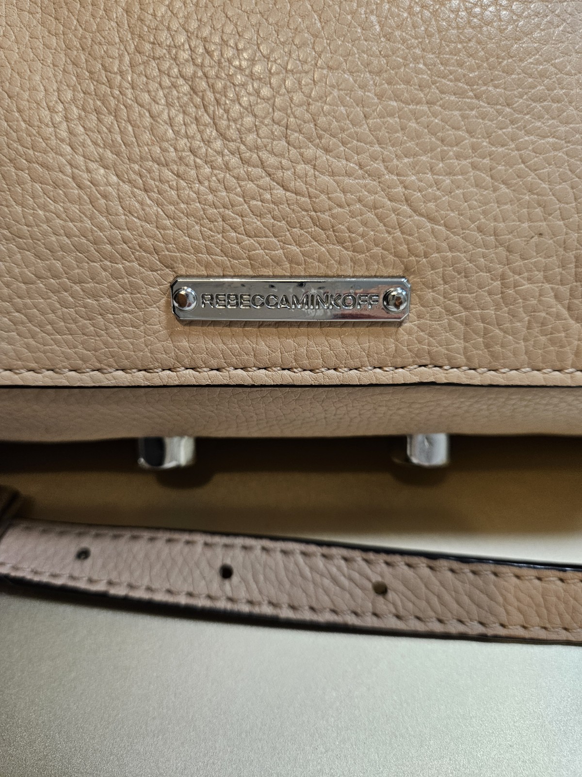 Rebecca Minkoff M.A.C. Morning After Clutch Crossbody Nude Pebbled Leather