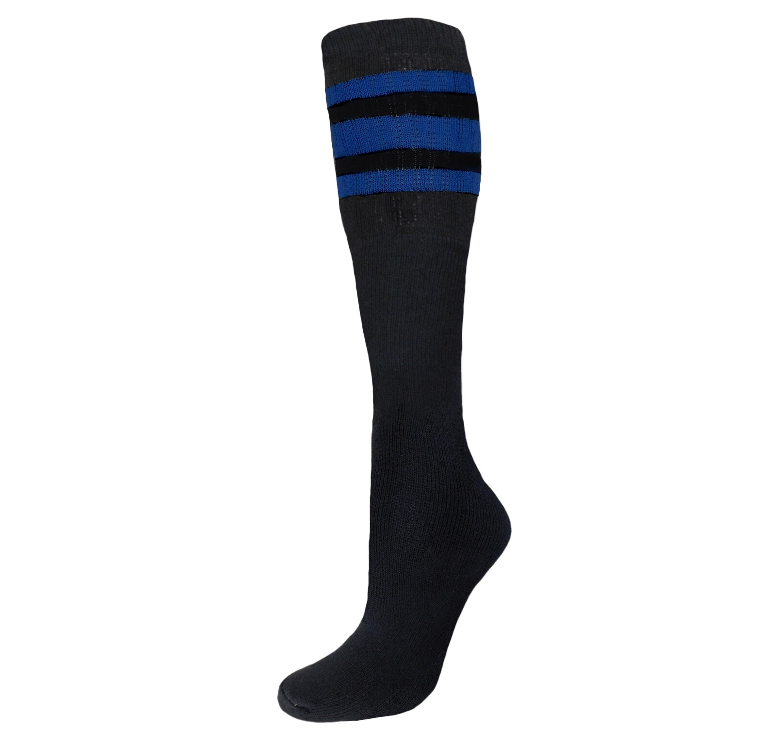 12 PAIRS BLACK STRIPED TUBE SOCKS COTTON FULL CUSHION OLD SCHOOL SOCKS 22 INCH