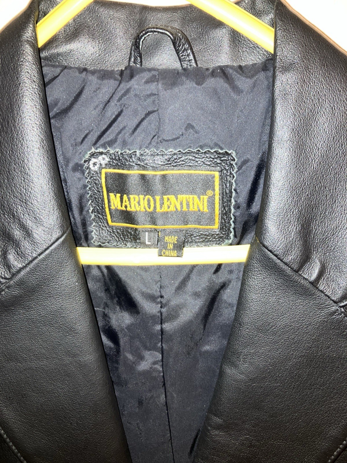 Mario Lentini Unisex Black Leather Coat Size L Excellent Condition