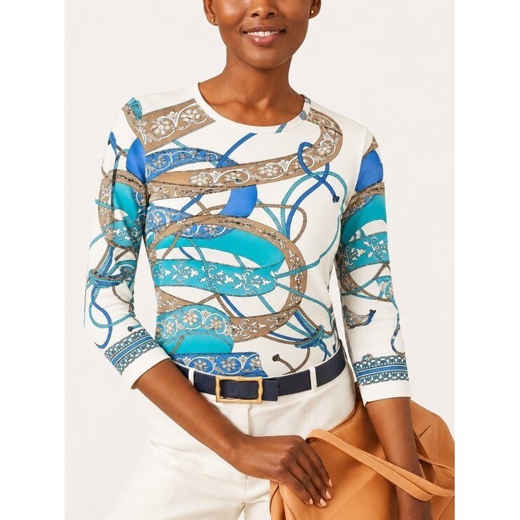 J. McLaughlin NEW Whiltshire Signature Catalina Cloth Equestrian Print Top SZ XL