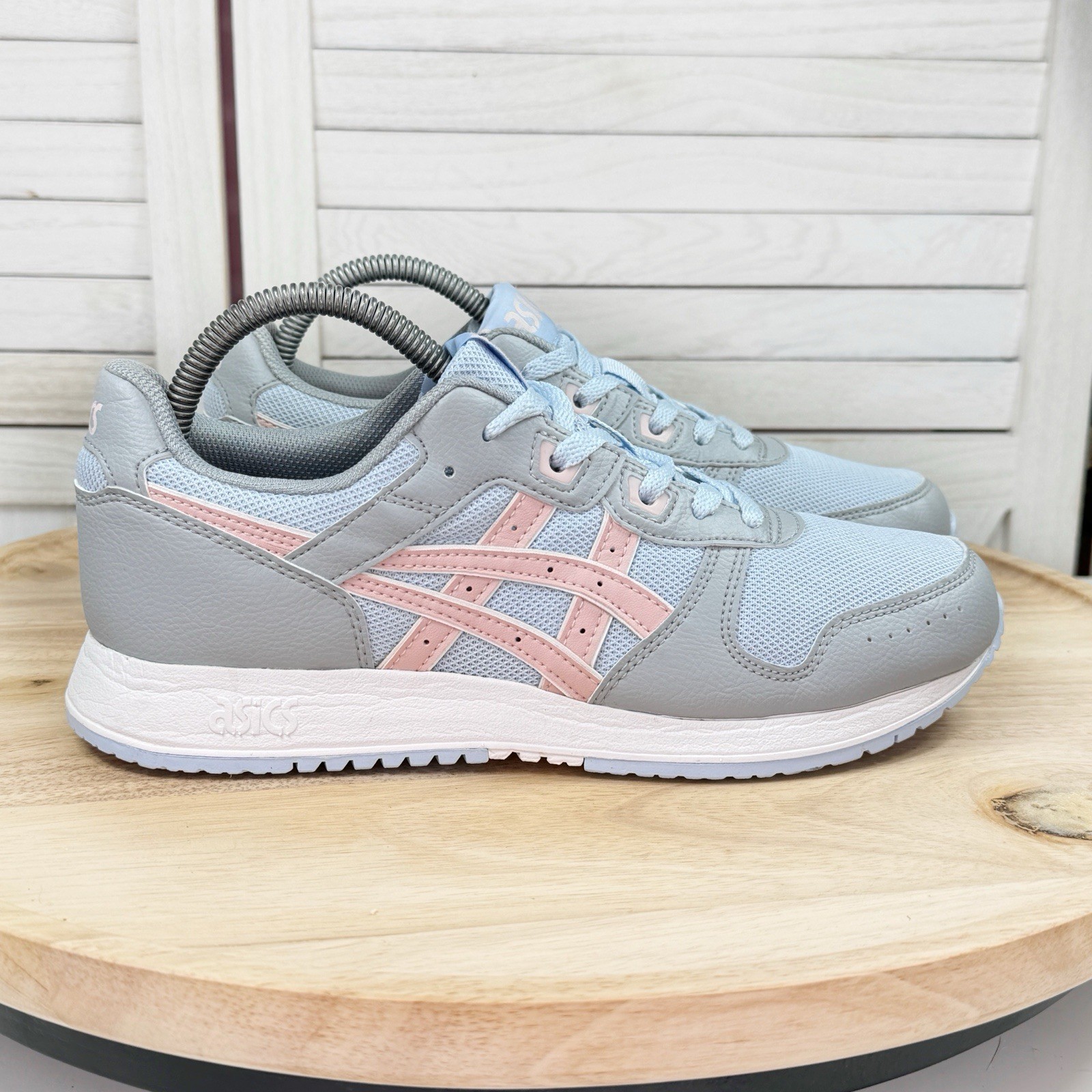 ASICS Lyte Classic Mesh Fabric Sneakers Blue Grey Pink Juniors 7 8.5 Women