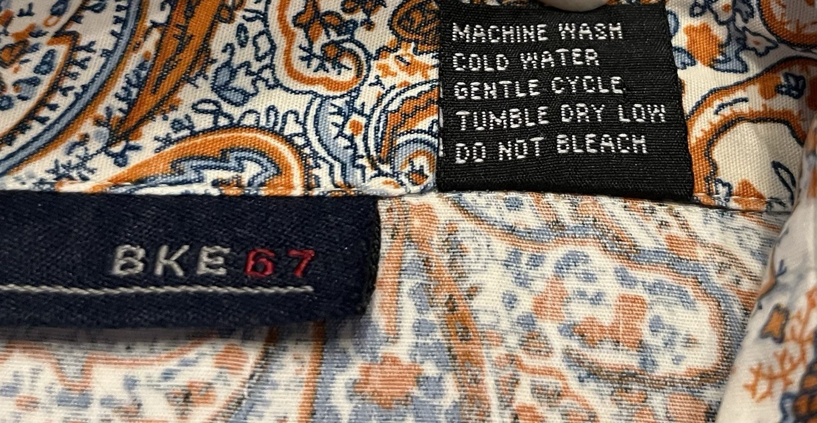 Buckle BKE 67 Pearl Snap Paisley Shirt Women Medium Blue & Orange 100% Cotton