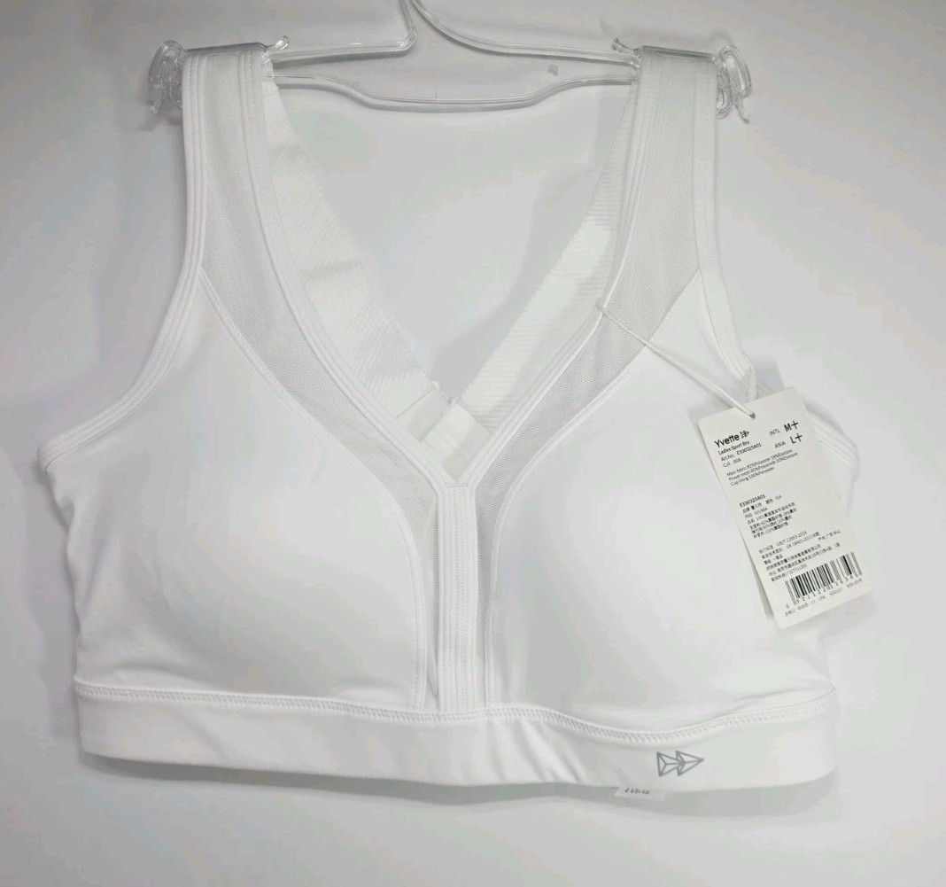 White Yvette Ladies Sports Bra Size MEDIUM+ Art no. E100325A01 New