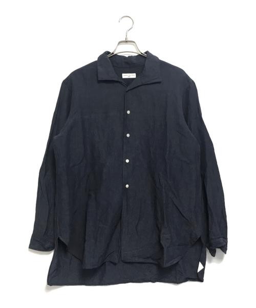 Aquellos Ojos Verdes Men’s Navy Cotton Linen Shirt 3/L Long Sleeve Japanese Made
