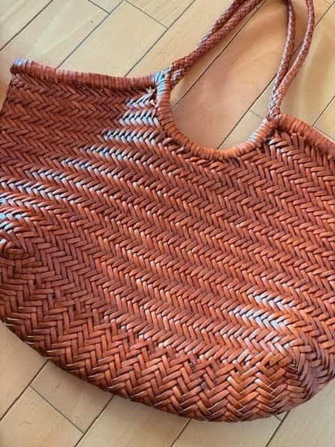 Dragon Diffusion Leather Mesh Totebag Nantucket Basket Handbag Brown Excellent