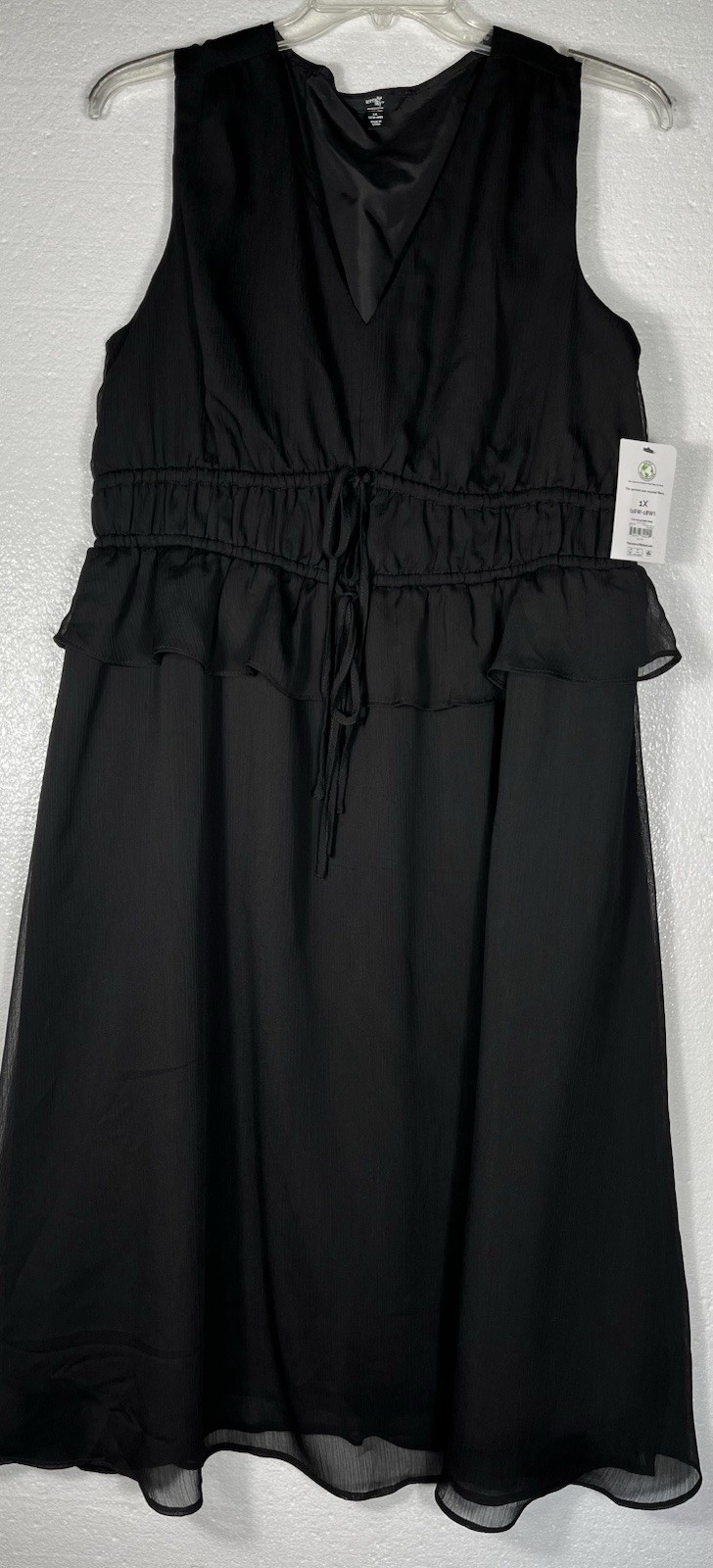 Terra & Sky Black V Neck Dress Size 1X 16W-18W )2x20W-22W)4x28W-30W length 47”￼