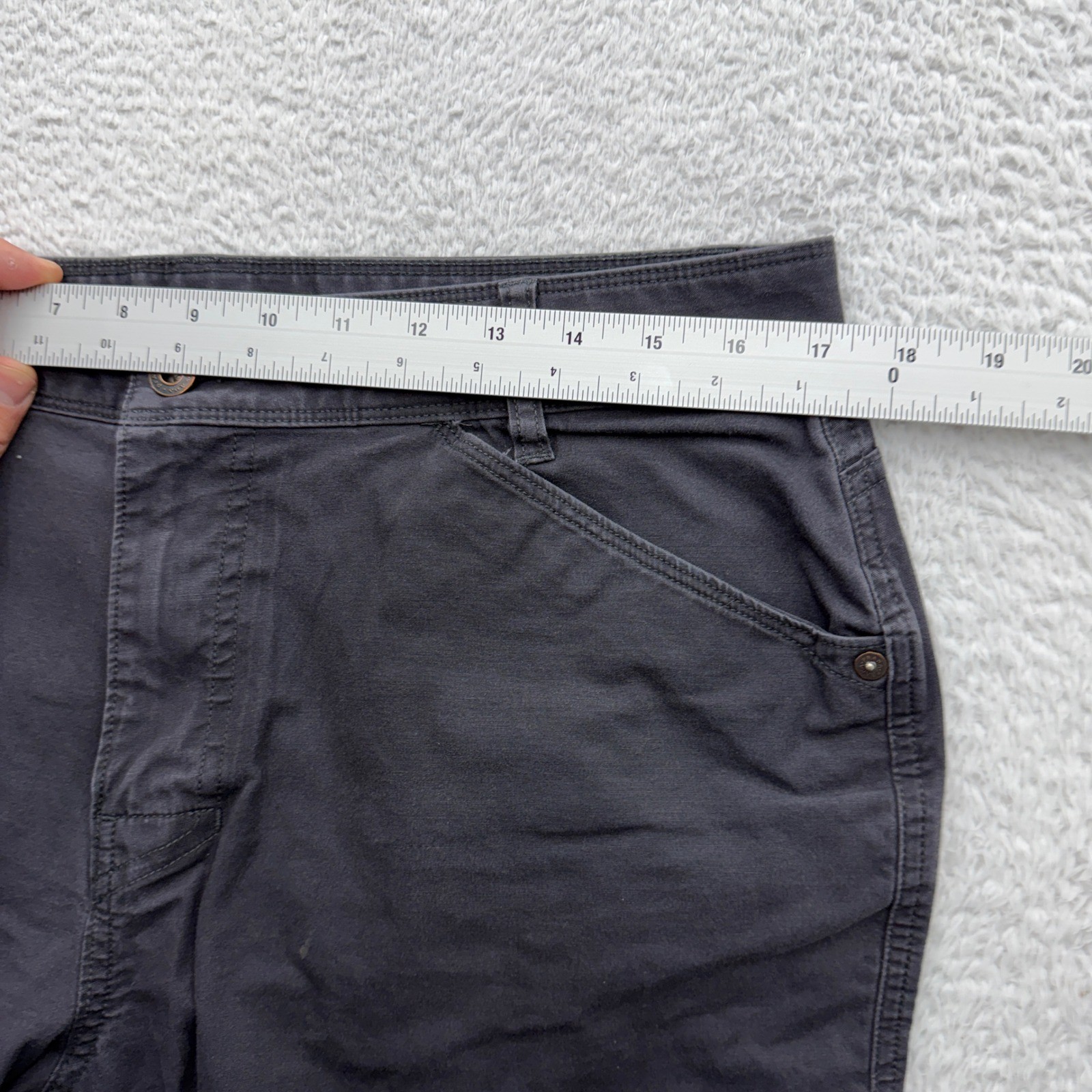Prana Zion Mens 34 Charcoal Grey Organic Cotton Blend Stretch Hiking Shorts