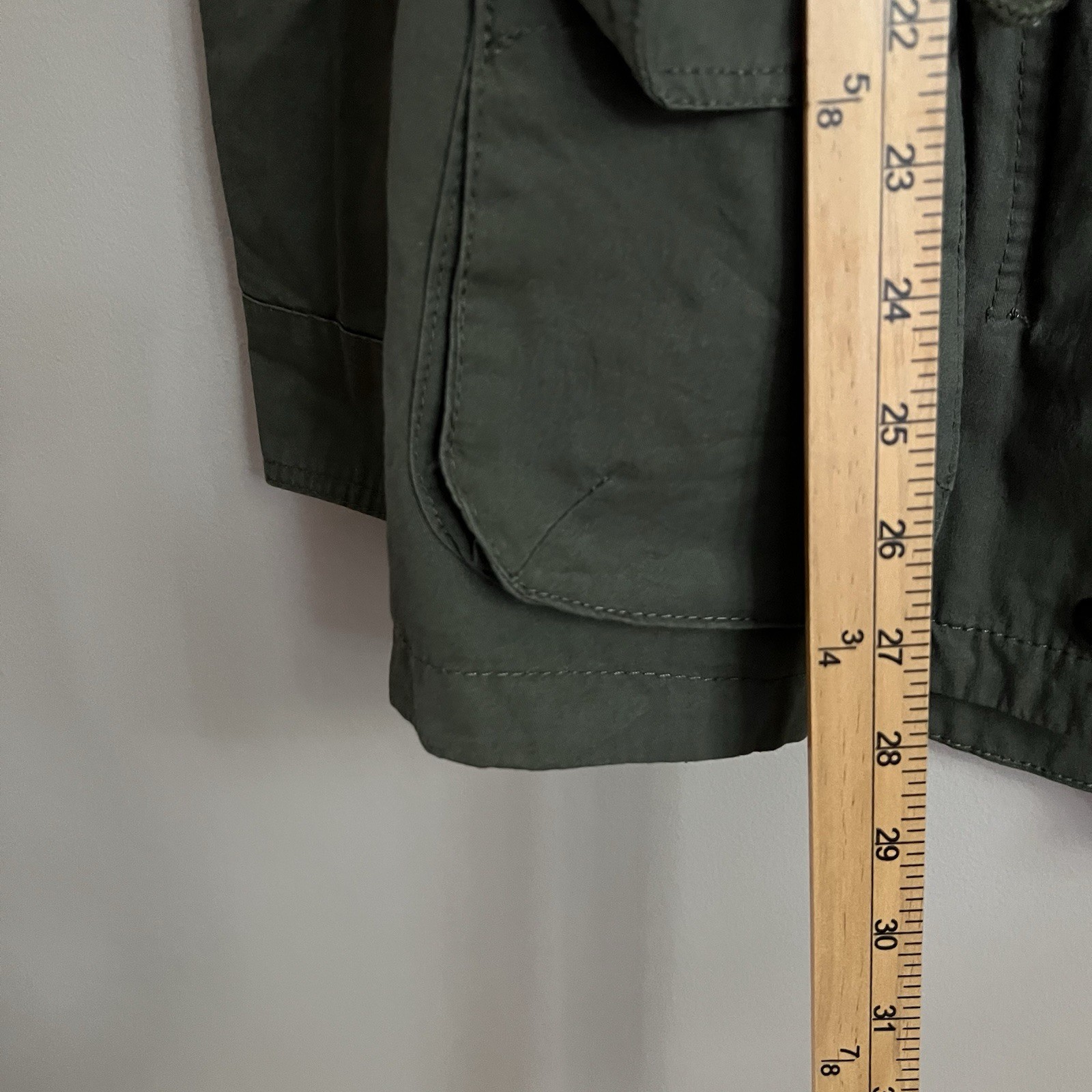 OliveGreen Utility Jacket Military Anorak FullZip Drawstring Waist Medium