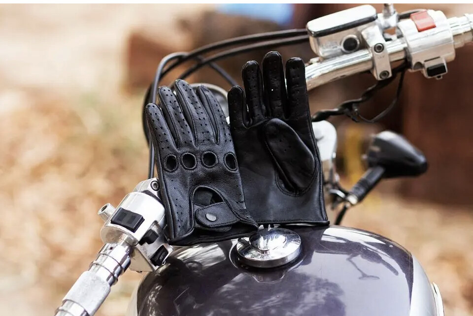 Driving Gloves Car Motorcycle Biker Genuine Leather Police Driver Gloves Black