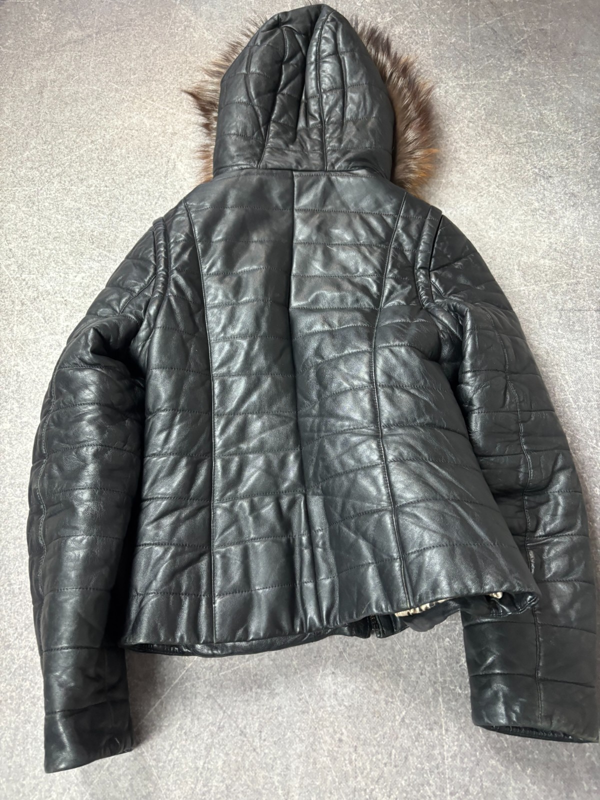 2000s JAPANESE ISSEY MIYAKE STYLE RARE LUXURY FUR/LEATHER BOMBER JACKET
