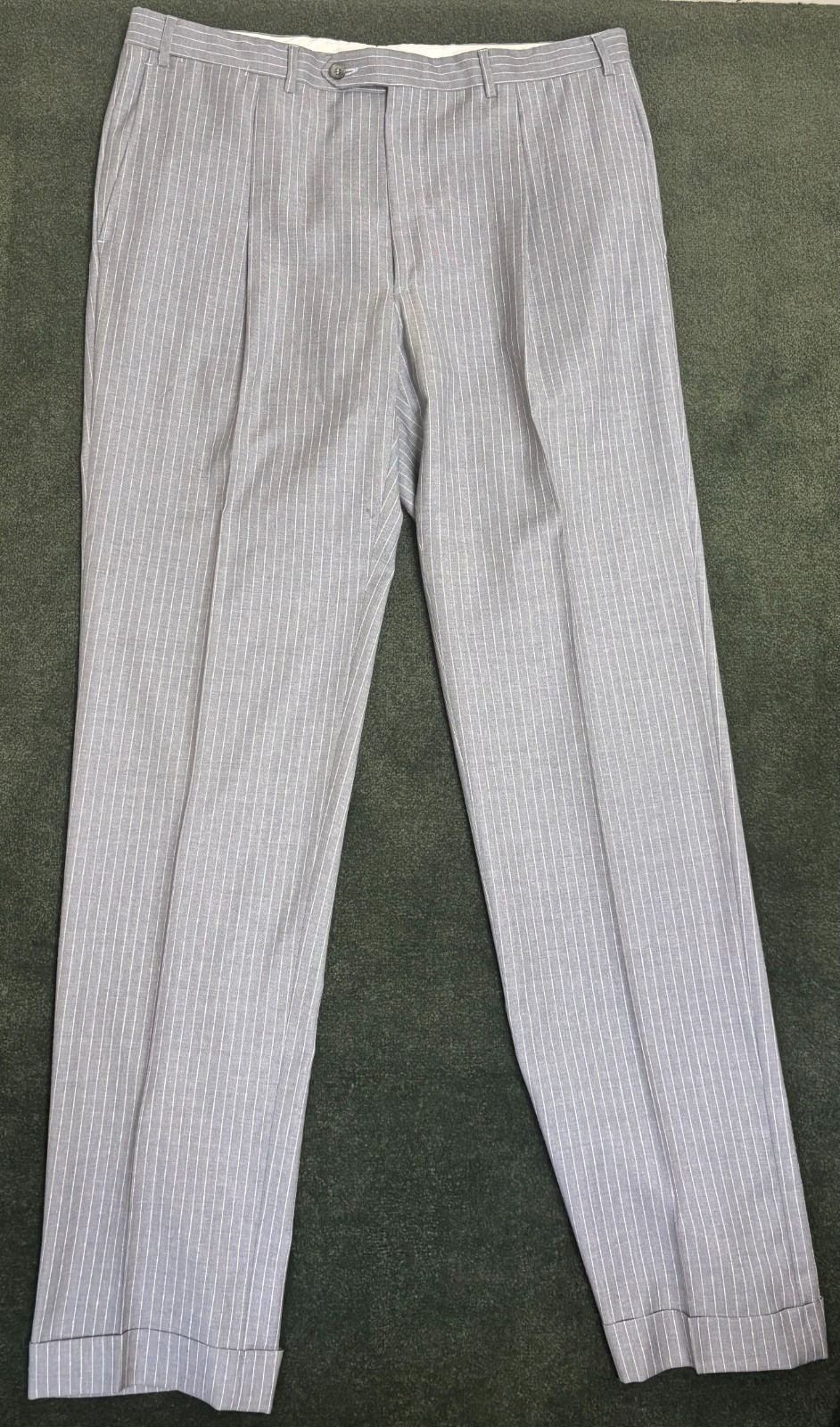 Canali 52L Gray Pinstripe Wool Suit 42L 36×34 Made Italy Bemberg Cupro