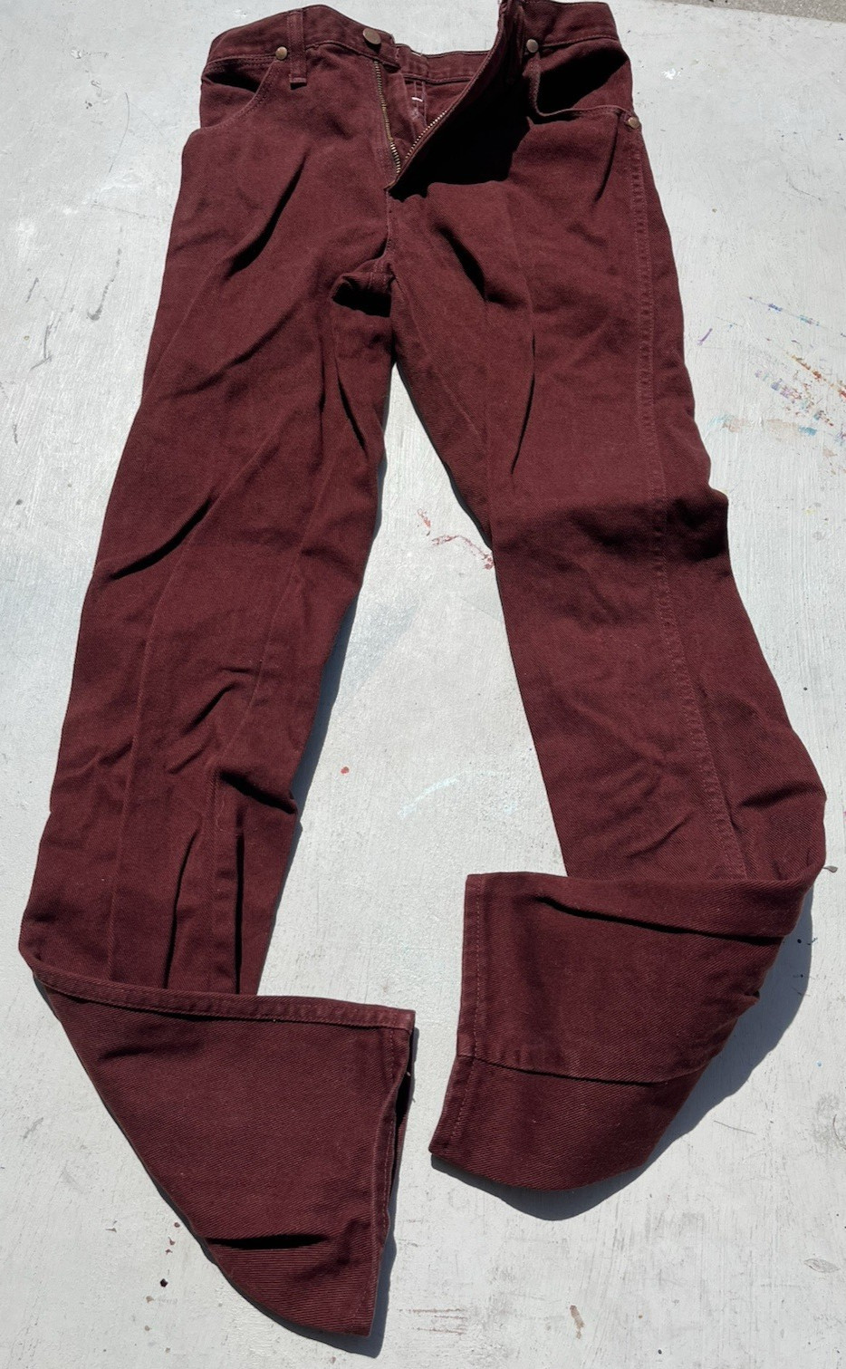 Women’s Vintage Wrangler Jeans Crimson 12MWGZ 7×34 Western USA Cowboy Rodeo