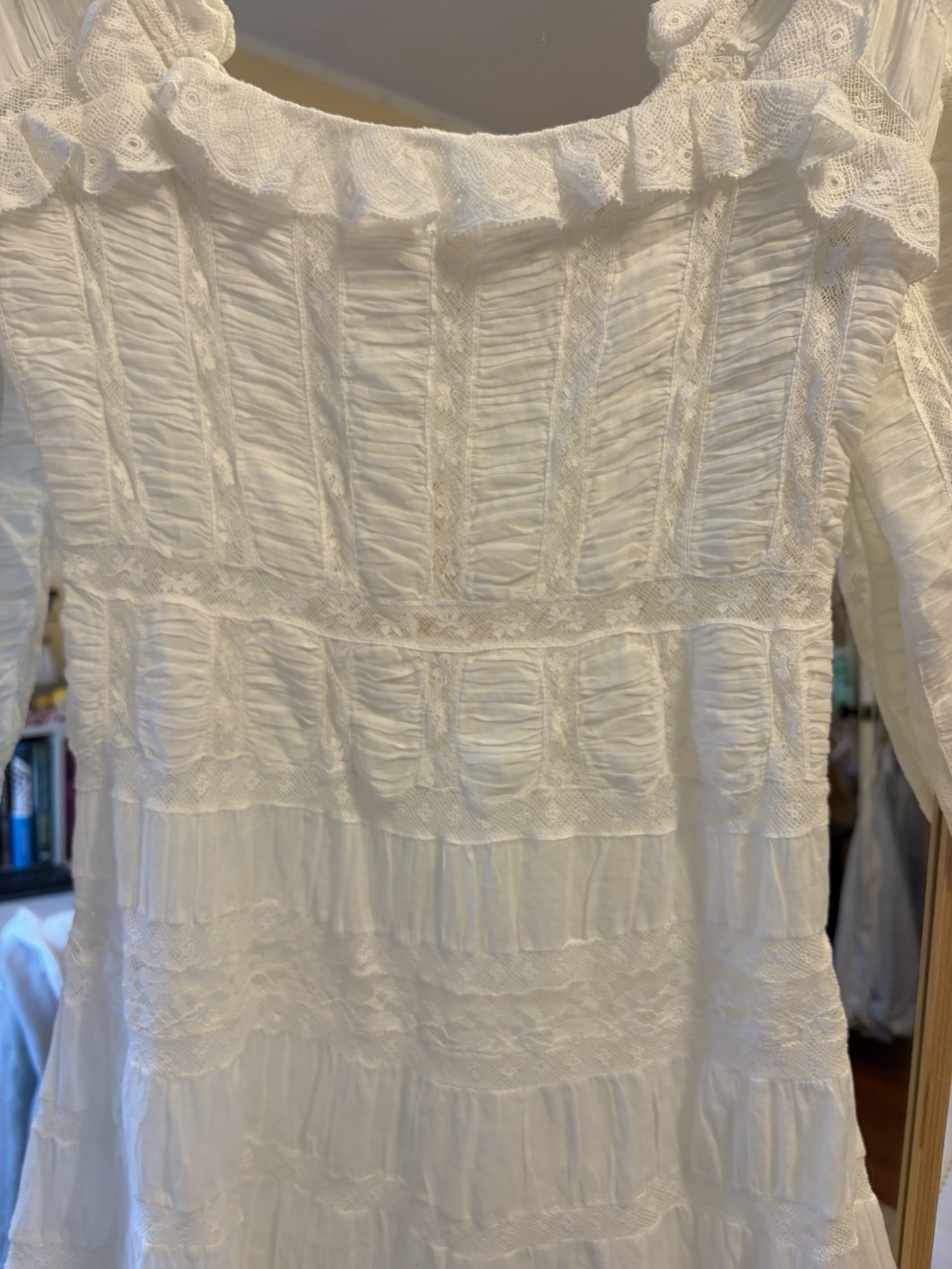 DÔEN Anneliese Dress Salt XS NWT White Lace Prairie Maxi Dress