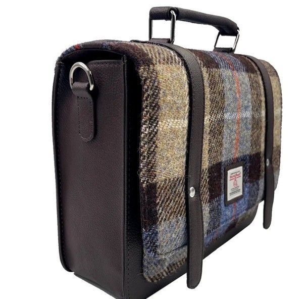 Maccessori Harris Tweed & Vegan Leather Messenger Bag Adjustable Cross Strap
