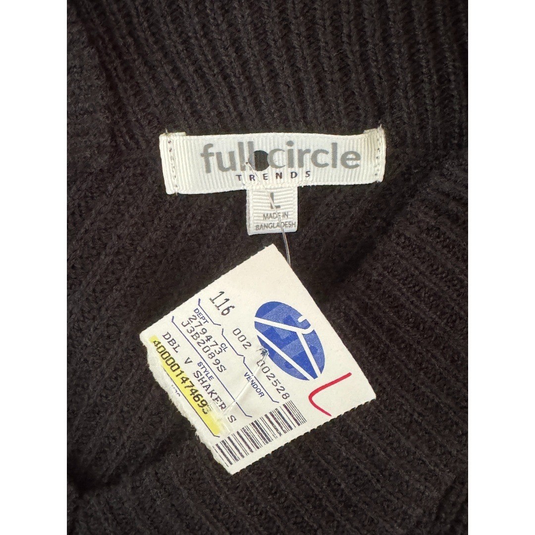 Full Circle Trends Black Double V Shaker Stitch Sweater Dress J3B2089S Large NWT