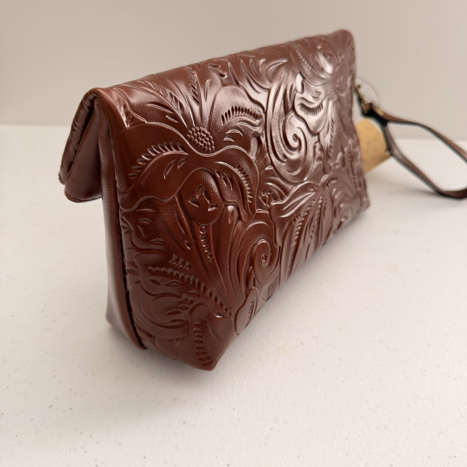 Patricia Nash VALERIE Fold-Over Wristlet/Clutch Leather-Tooled Florence NWT