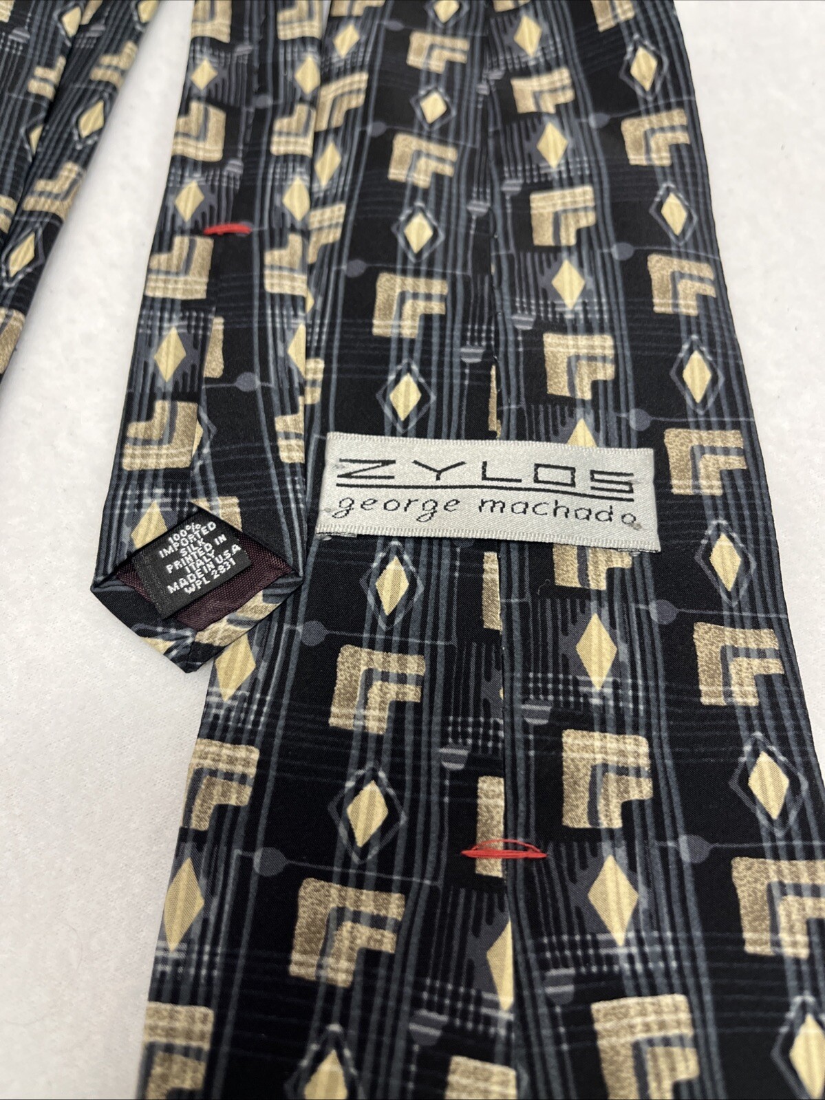 Zylos George Machado Black, blue, beige silk tie, made in USA
