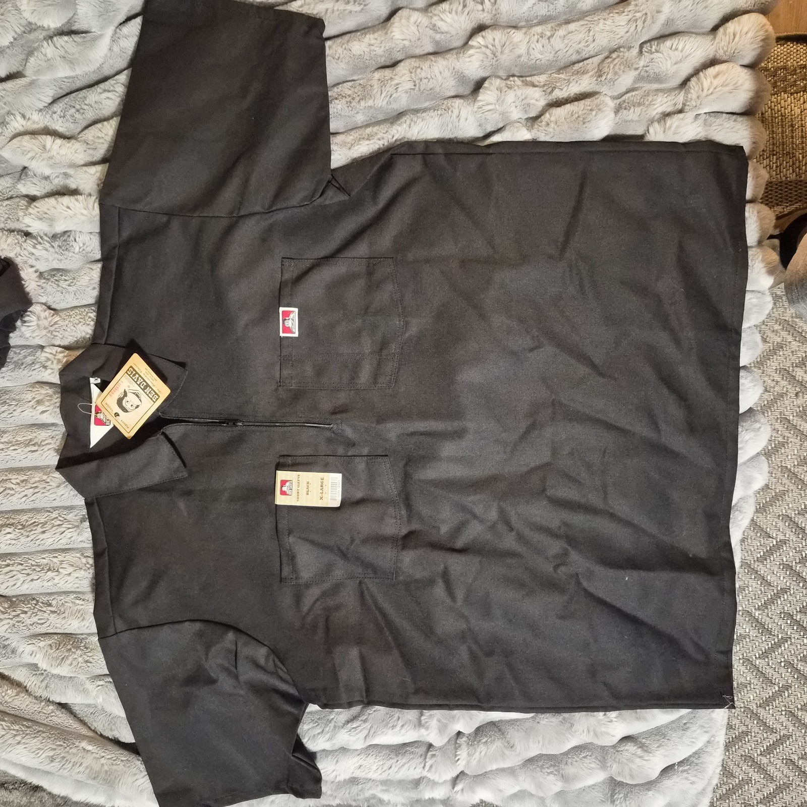 Ben Davis Quarter 1/4 Zip Shirt Black Mens Size XL classic work skate