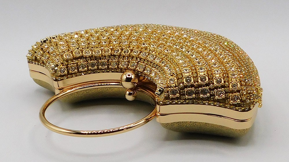 New Rhinestone Evening Handbag Handle Tassel Wedding Party Clutch Purse Gold5280