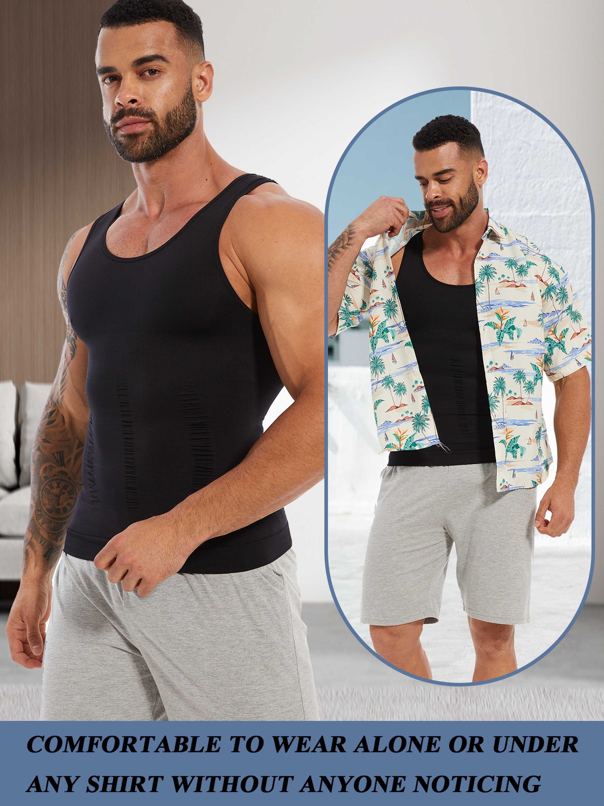 Mens Slimming Body Shaper Belly Chest Compression Vest Girdle Tank Tops T-Shirts