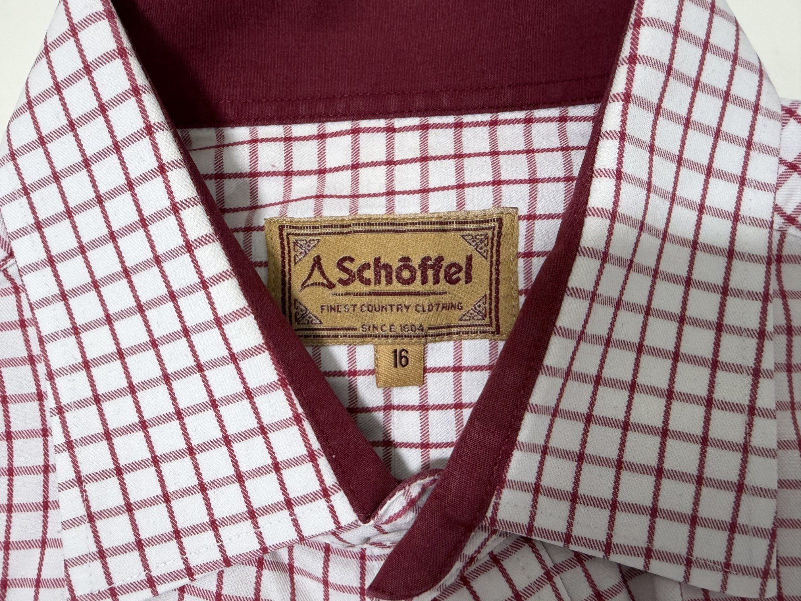 Shoffel Mens Gingham Check Button Up Shirt Red 16 Large